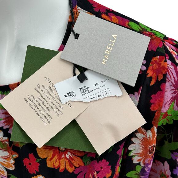 Marella Bacini Ruffle Dress NEW Women's SZ 4 Floral Sheer Sleeve Party Spring - Picture 11 of 15